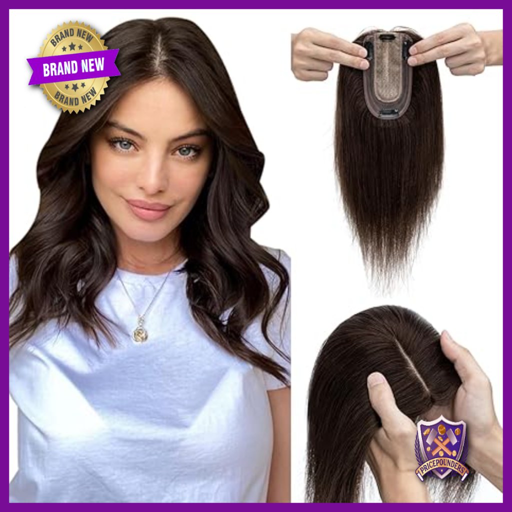 Human Hair Topper 5.1x2.8 Silk Base Clip-In For Thinning Hair 12 Inch